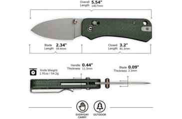 Image of Civivi Knives Baby Banter 2 2.34 Folding Drop Point Plain Gray Stonewashed Nitro-V Steel Blade, Green Textured Canvas Micarta Handle,C23074-3