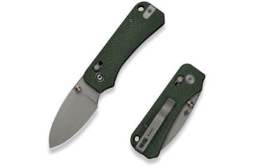 Image of Civivi Knives Baby Banter 2 2.34 Folding Drop Point Plain Gray Stonewashed Nitro-V Steel Blade, Green Textured Canvas Micarta Handle,C23074-3