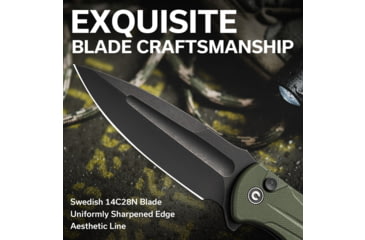 Image of Civivi Knives Incindie 3.48 Folding Spear Point Plain Black Stonewashed 14C28N Steel Blade, OD Green Textured G10 Handle,C23053-2