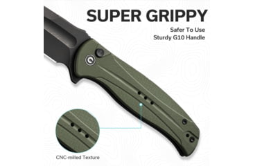 Image of Civivi Knives Incindie 3.48 Folding Spear Point Plain Black Stonewashed 14C28N Steel Blade, OD Green Textured G10 Handle,C23053-2