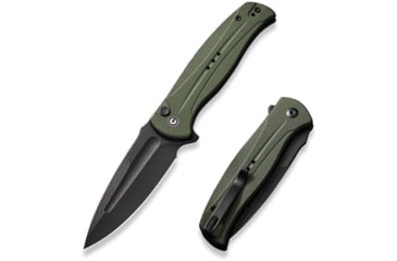 Image of Civivi Knives Incindie 3.48 Folding Spear Point Plain Black Stonewashed 14C28N Steel Blade, OD Green Textured G10 Handle,C23053-2