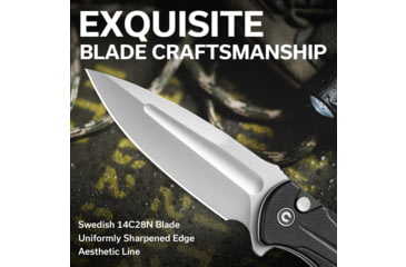 Image of Civivi Knives Incindie 3.48 Folding Spear Point Plain Stonewashed 14C28N Steel Blade, Black Textured G10 Handle,C23053-3