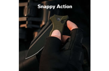Image of Civivi Knives Neurohaptic EDC 3.74 Folding Clip Point Plain Black Stonewashed Nitro-V Steel Blade, OD Green Textured G10 Handle,C23080-3