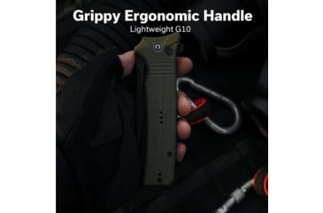 Image of Civivi Knives Neurohaptic EDC 3.74 Folding Clip Point Plain Black Stonewashed Nitro-V Steel Blade, OD Green Textured G10 Handle,C23080-3