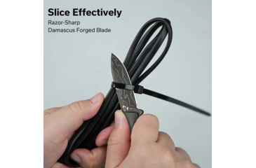 Image of CIVIVI Mini Elementum Micarta Fixed Blade Knife, 5in Overall, 2.25in Black Damascus Steel Blade, Green Canvas Micarta Handle, Black Kydex Neck Sheath, C23010-DS1