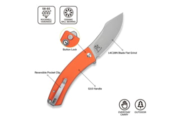 Image of CIVIVI Outlaw Muk Flipper &amp; Button Lock Knife Orange G10 Handle 3.47inch Stonewashed 14c28n Blade