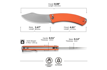 Image of CIVIVI Outlaw Muk Flipper &amp; Button Lock Knife Orange G10 Handle 3.47inch Stonewashed 14c28n Blade