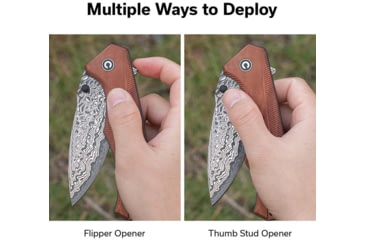 Image of CIVIVI Photonix Flipper &amp; Thumb Stud Knife Guibourtia Wood Handle 3.7inch Damascus Blade C23081b-ds1 - C23081B-DS1