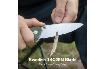 Image of CIVIVI Photonix Flipper &amp; Thumb Stud Knife Od Green Coarse G10 Handle 3.7inch Satin Finished 14c28n Blade C23081b-2 - C23081B-2