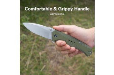 Image of CIVIVI Photonix Flipper &amp; Thumb Stud Knife Od Green Coarse G10 Handle 3.7inch Satin Finished 14c28n Blade C23081b-2 - C23081B-2
