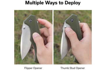Image of CIVIVI Photonix Flipper &amp; Thumb Stud Knife Od Green Coarse G10 Handle 3.7inch Satin Finished 14c28n Blade C23081b-2 - C23081B-2