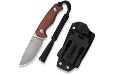 Image of CIVIVI Timberbark Fixed Guibourtia Wood Handle 3.2inch Satin Finished 14c28n Blade C23094-4, With 1pc Black Lanyard, Black Kydex Sheath &amp; T-clip - C23094-4