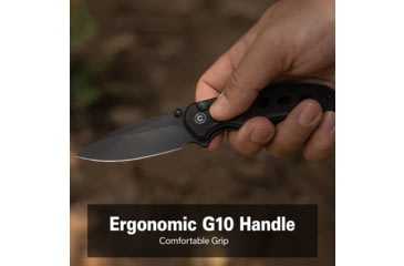 Image of CIVIVI Triptych Flipper &amp; Thumb Stud &amp; Button Lock Knife Black G10 Handle 2.97inch Black Stonewashed 14c28n Blade - C23085B-1