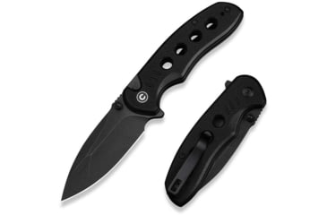 Image of CIVIVI Triptych Flipper &amp; Thumb Stud &amp; Button Lock Knife Black G10 Handle 2.97inch Black Stonewashed 14c28n Blade - C23085B-1
