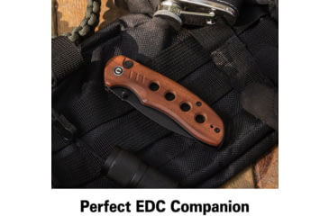 Image of CIVIVI Triptych Flipper &amp; Thumb Stud &amp; Button Lock Knife Guibourtia Wood Handle 2.97inch Black Stonewashed 14c28n Blade - C23085B-3