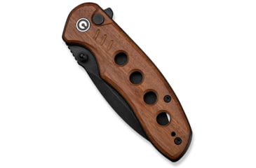 Image of CIVIVI Triptych Flipper &amp; Thumb Stud &amp; Button Lock Knife Guibourtia Wood Handle 2.97inch Black Stonewashed 14c28n Blade - C23085B-3