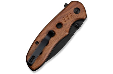Image of CIVIVI Triptych Flipper &amp; Thumb Stud &amp; Button Lock Knife Guibourtia Wood Handle 2.97inch Black Stonewashed 14c28n Blade - C23085B-3