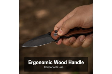 Image of CIVIVI Triptych Flipper &amp; Thumb Stud &amp; Button Lock Knife Guibourtia Wood Handle 2.97inch Black Stonewashed 14c28n Blade - C23085B-3