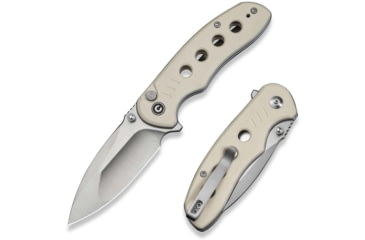 Image of CIVIVI Triptych Flipper &amp; Thumb Stud &amp; Button Lock Knife Ivory G10 Handle 2.97inch Satin Finished 14c28n Blade - C23085B-2