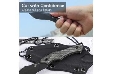 Image of CIVIVI Vaquita II Dark Green Neck Knife, 6.25in Overall, 3.25in Black Stonewash Nitro V Steel Blade, Dark Green Canvas Micarta Handle, Kydex Neck Sheath, C047C-3