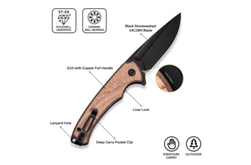 Image of CIVIVI Voidflare Flipper Knife G10 With Copper Foil Handle 2.92inch Black Stonewashed 14c28n Blade