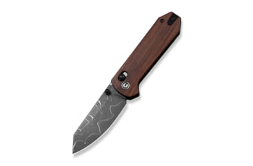 Image of Yonder Thumb Stud &amp; Crossbar Lock Knife Guibourtia Wood Handle (2.88" New Damascus Blade with Jagged Pattern)