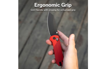Image of CIVIVI Yonder Thumb Stud &amp; Crossbar Lock Knife Red G10 Handle 2.88inch Black Stonewashed 14c28n Blade