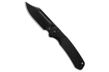 Image of Cjrb CJRB Cutlery Pyrite Bowie Button Lock Knife Black Radial Steel 3.1" Black S90V, Black, CPM S90V, adult, BHQ-202049