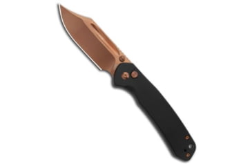 Image of Cjrb CJRB Cutlery Pyrite Bowie Button Lock Knife Black Steel 3.1" Rose Gold, Black, AR-RPM9, adult, BHQ-199726