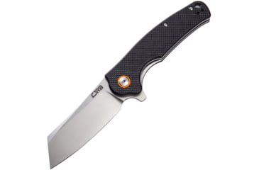 Image of CJRB Crag Linerlock Black Folding Knife, 3.75 stonewash finish D2 tool steel blade, Black textured G10 handle, J1904-BKF