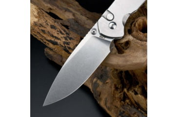 Image of CJRB Large Pyrite Folding Knife, 5in Closed, 3.75in Stonewash AR-RPM9 Stainless Drop Point Blade, Stonewash Steel Handle, Nylon Case, J1925L-ST