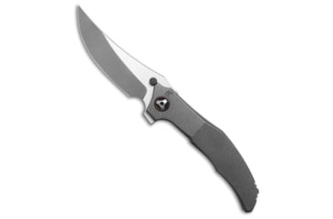 Image of Custom Knife Factory Persian Integral Folding Knife, 3.75in, Bohler M390 Stainless Steel, Trailing Point Blade, Titanium, Gray Handle, Gray/Gray, 8.75 inch, BHQ-191890
