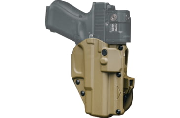 Image of Alien Gear Holsters Rapid Force Locking Belt Slide Slim Holster, Glock 19/45 Gen 1-5/19X/19 MOS/23 Gen 1-4/44/45 MOS, Lone Wolf LTD19, Palmetto States Armory Dagger, Right Hand, With Light-Bearing, Bag Packaging, Matte Tan, RS-B-0057-TN-RH-L1-B