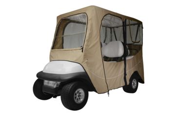 Image of Classic Accessories Fairway Golf Cart Deluxe Enclosure, Long Roof, Khaki 4010556