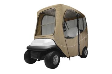 Image of Classic Accessories Fairway Golf Cart Deluxe Enclosure, Short Roof, Khaki 4010560