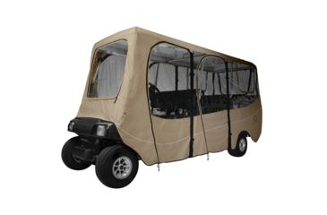 Image of Classic Accessories Fairway Golf Cart Deluxe Enclosure, X-Long Roof, Khaki 4010559