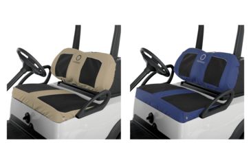Image of Classic Accessories Fairway Golf Cart Neoprene Bench Seat Cover, Black/Khaki, Black/Navy