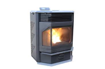 Image of Cleveland Iron Works Bay Front Pellet Stove - 65 lb Hopper, Black, F500210