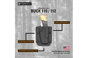 Image of Clip &amp; Carry Kydex Sheath for the Buck 110/112 Folding Knife, Black, BUCK110-112-BLK