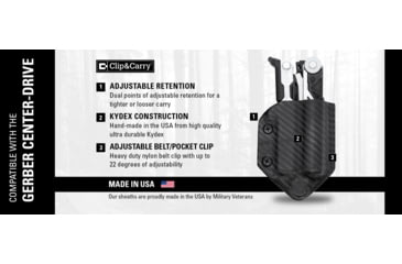Image of Clip &amp; Carry Kydex Sheath for the Gerber Center-Drive, Carbon Fiber Black, GCDRIVE-CF-BLK