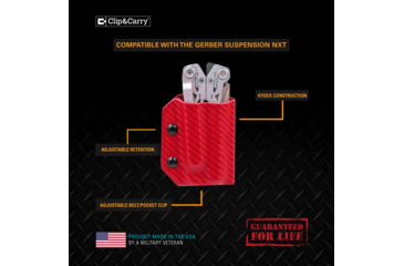 Image of Clip &amp; Carry Kydex Sheath for the Gerber Suspension NXT, Carbon Fiber Red, GSUSP-NXT-CF-RED