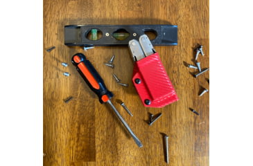 Image of Clip &amp; Carry Kydex Sheath for the Leatherman Supertool 300, Carbon Fiber Red, LST300-CF-RED