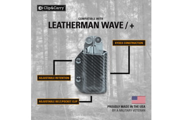 Image of Clip &amp; Carry Kydex Sheath for the Leatherman Wave / Wave+, Carbon Fiber Black, LWAVE-CF-BLK