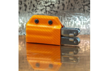 Image of Clip &amp; Carry Kydex Sheath for the Victorinox Swisstool, Carbon Fiber Orange, VSTOOL-CF-ORNG