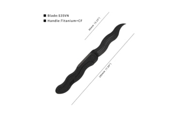 Image of CMB Made Knives Kawanonagare Black Curved Folding Knife, 4.13in Closed, 3.13in Black Stonewash S35VN Curved Blade, Black Stonewash Titanium Handle, Nylon Case, CMB13BC