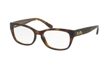 Image of Coach HC6104F Single Vision Prescription Eyeglasses 5394-53 - Dark Tort/Dark Tort Gold Sig C Frame
