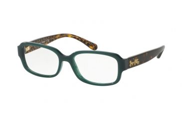 Image of Coach HC6105 Single Vision Prescription Eyeglasses 5451-51 - Teal/dark Tort Gold Sig C Frame