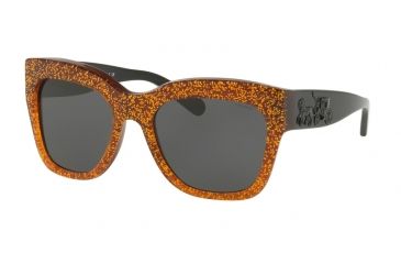 Image of Coach HC8213F Single Vision Prescription Sunglasses HC8213F-547187-56 - Lens Diameter 56 mm, Frame Color Amber Saddle Glitter