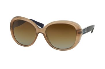 Image of Coach L094 CARTER HC8120 Sunglasses 5260T5-57 - Milky Brown/Navy Frame, Brown Blue Gradient Polarized Lenses