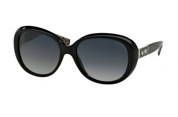 Image of Coach L094 CARTER HC8120 Sunglasses 5261T3-57 - Black/Black Military Sig C Frame, Grey Gradient Polarized Lenses
